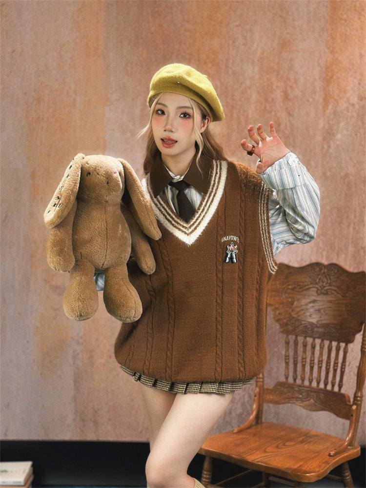 Knit V-Neck Wool Sweater Vest