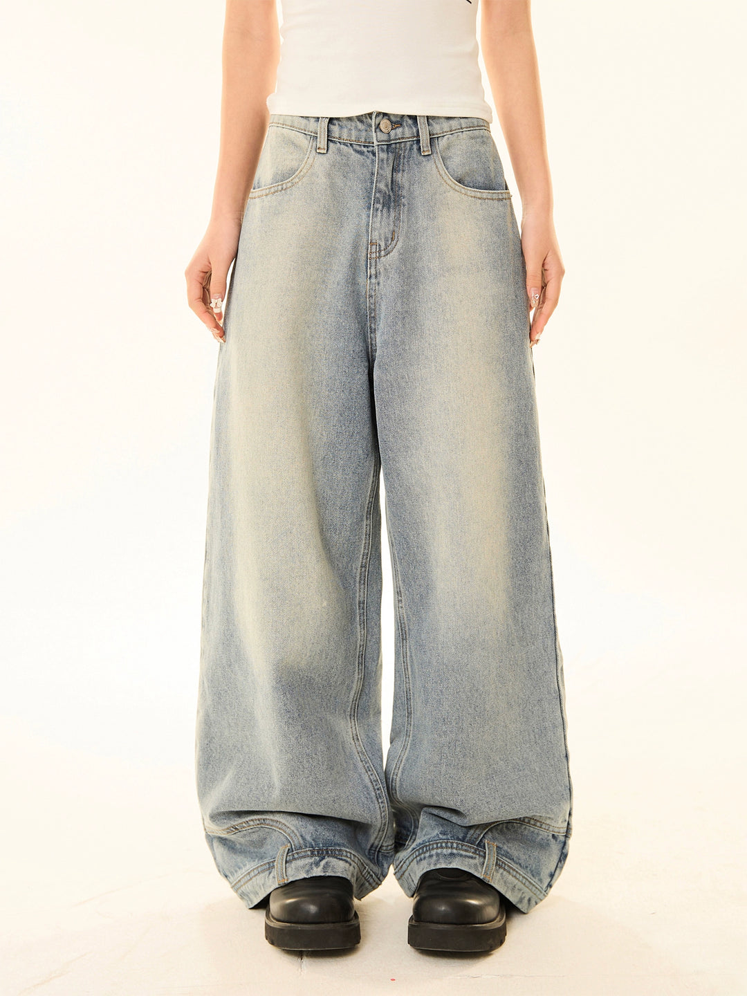 Wide-Leg Low Waist Denim Pants
