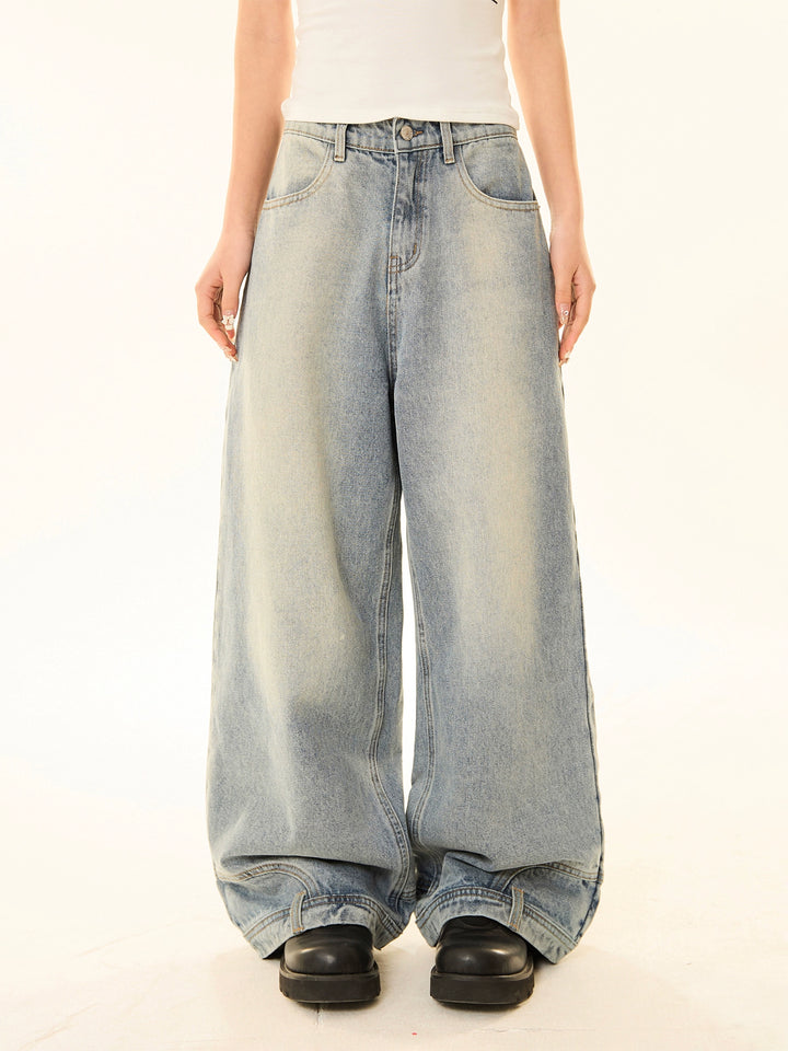 Wide-Leg Low Waist Denim Pants