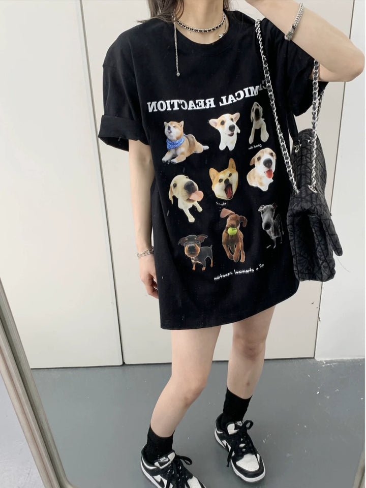 Loose Fit Dog Print T-shirt