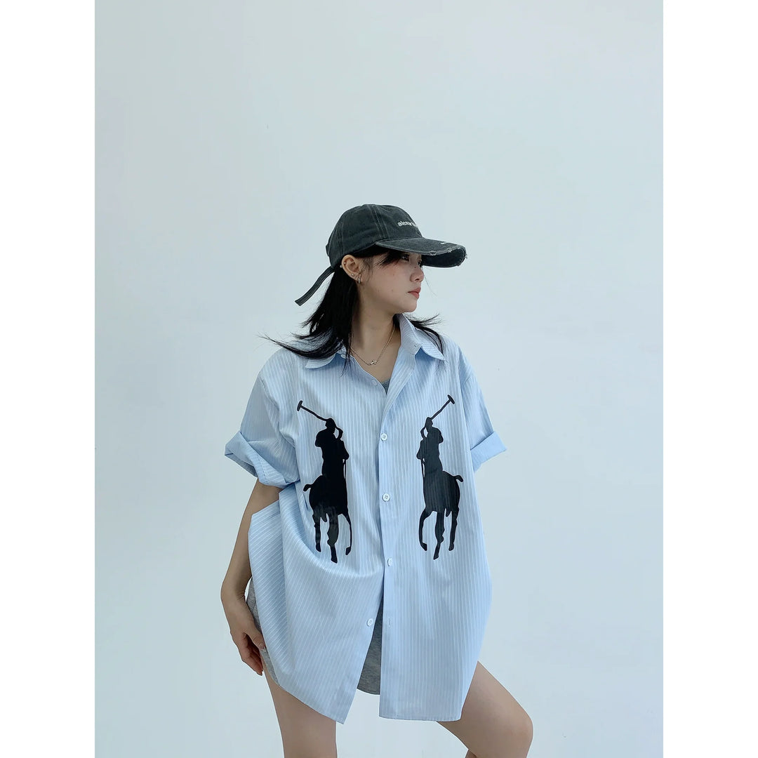 Loose Striped Short Sleeve Shirt