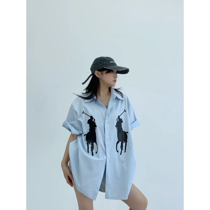 Loose Striped Short Sleeve Shirt