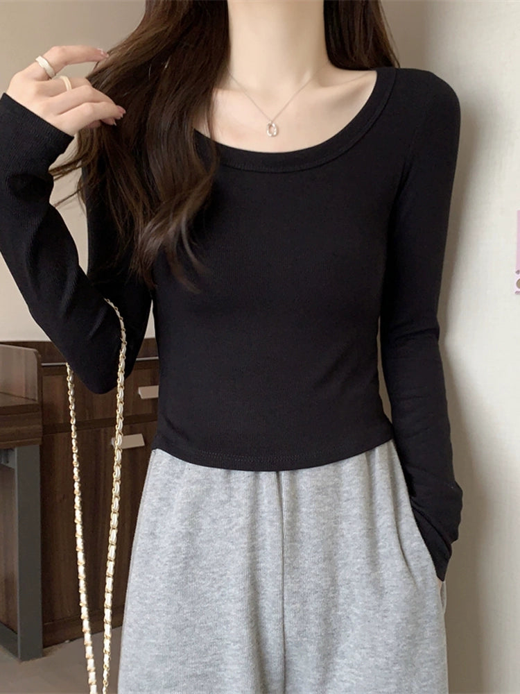 Long-Sleeve Scoop Neck T-Shirt