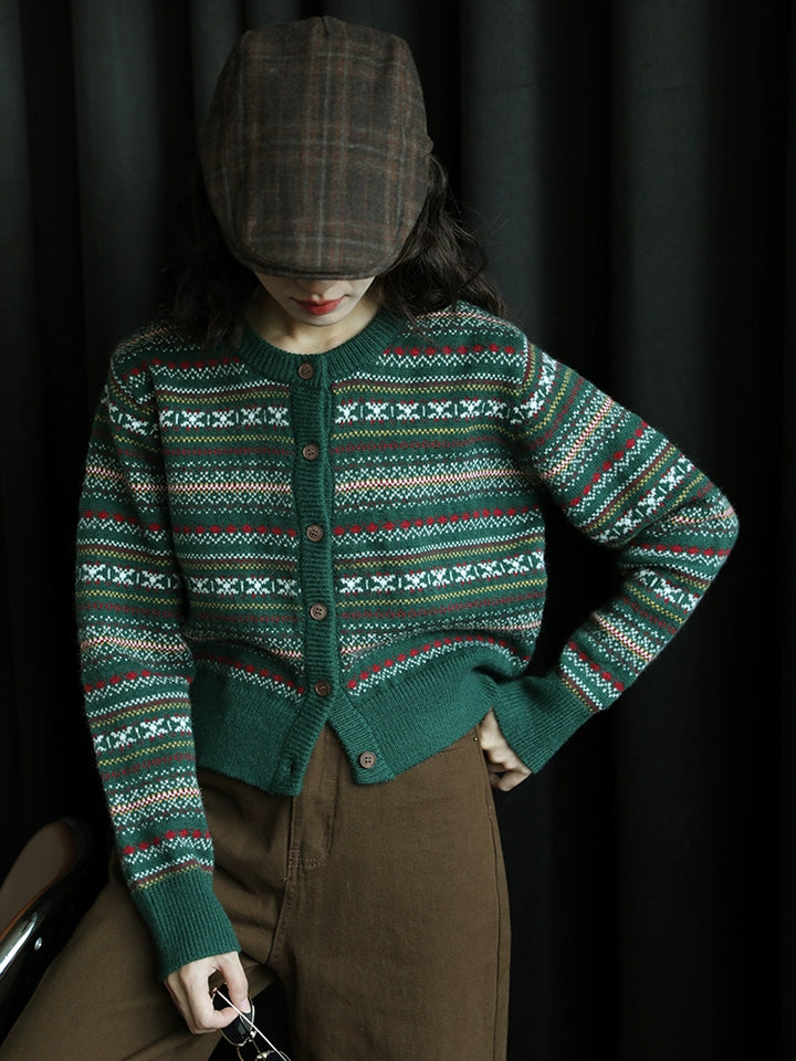 Fair Isle Pattern Wool Sweater