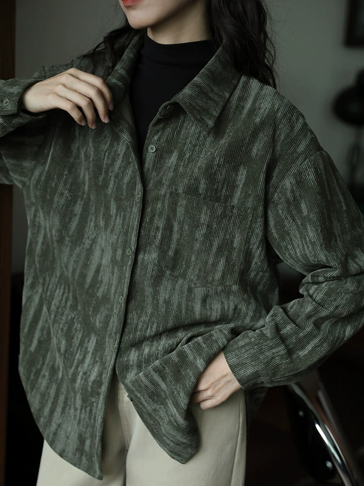Corduroy Long-Sleeve Pocket Shirt