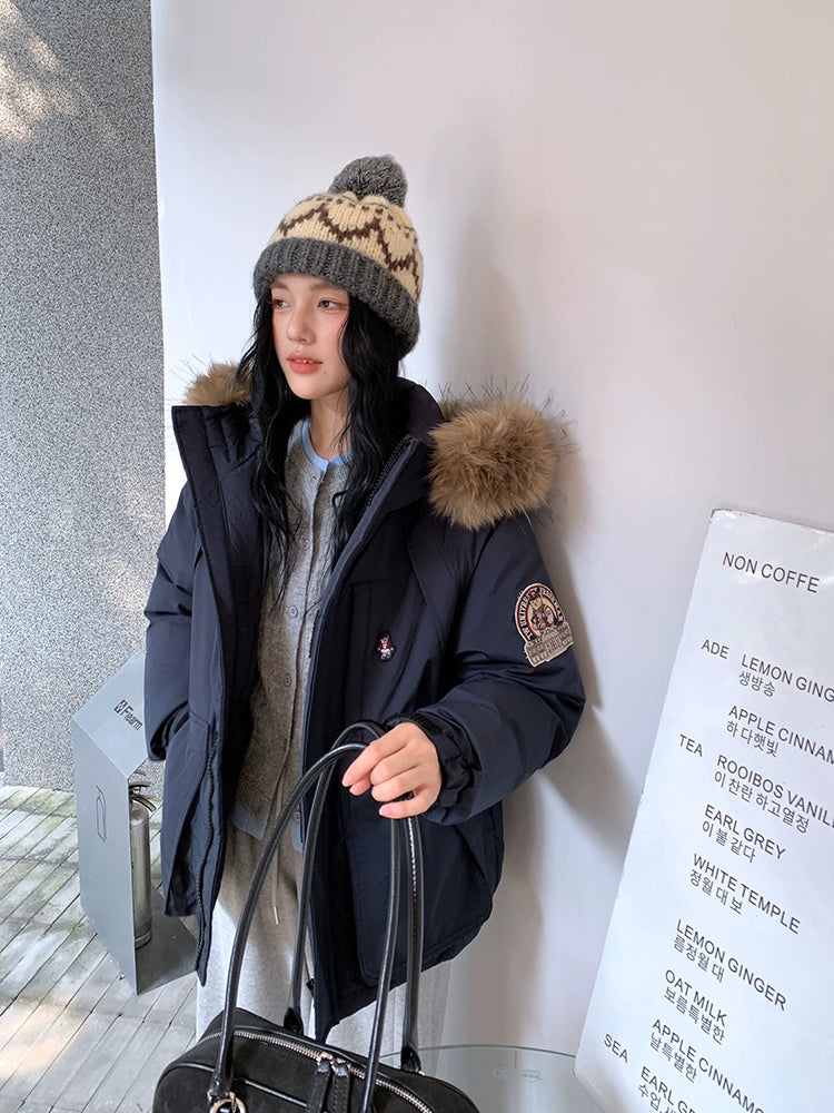 Faux Fur Hooded Cotton-Padded Jacket