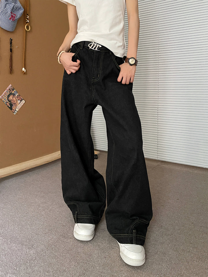 Wide-Leg Low Waist Denim Pants