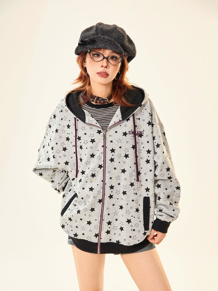 Star Pattern Hoodie Sweatshirt