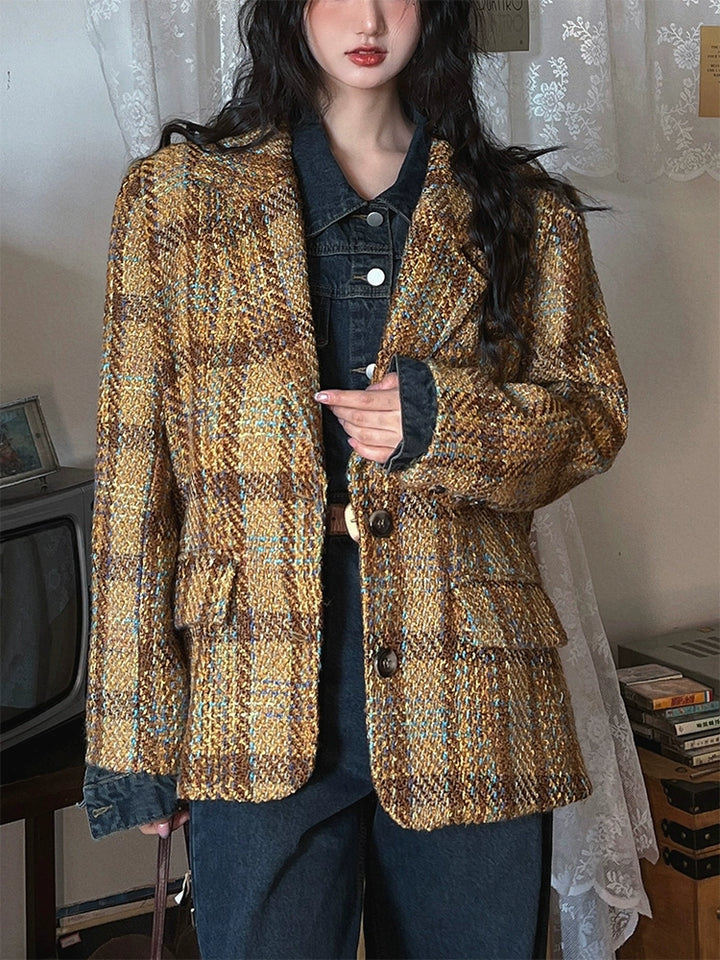 Retro Classic Plaid Suit