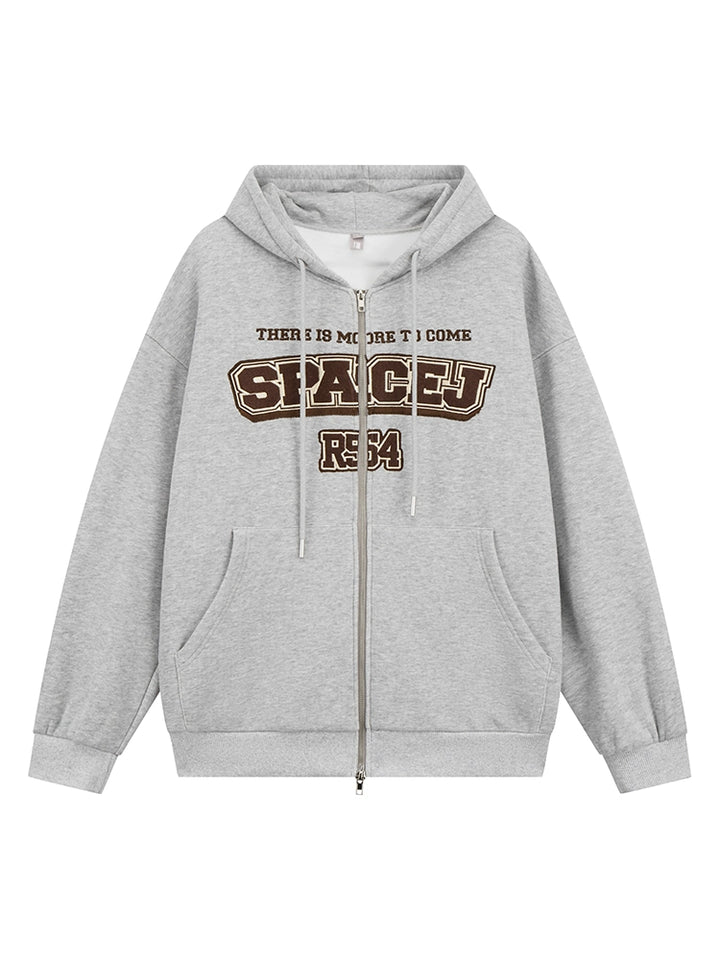 Graphic Print Zip-Up Sweatshirt