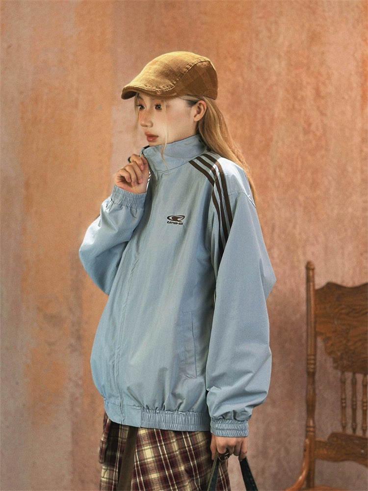 Vintage Stand Collar Reversible Jacket