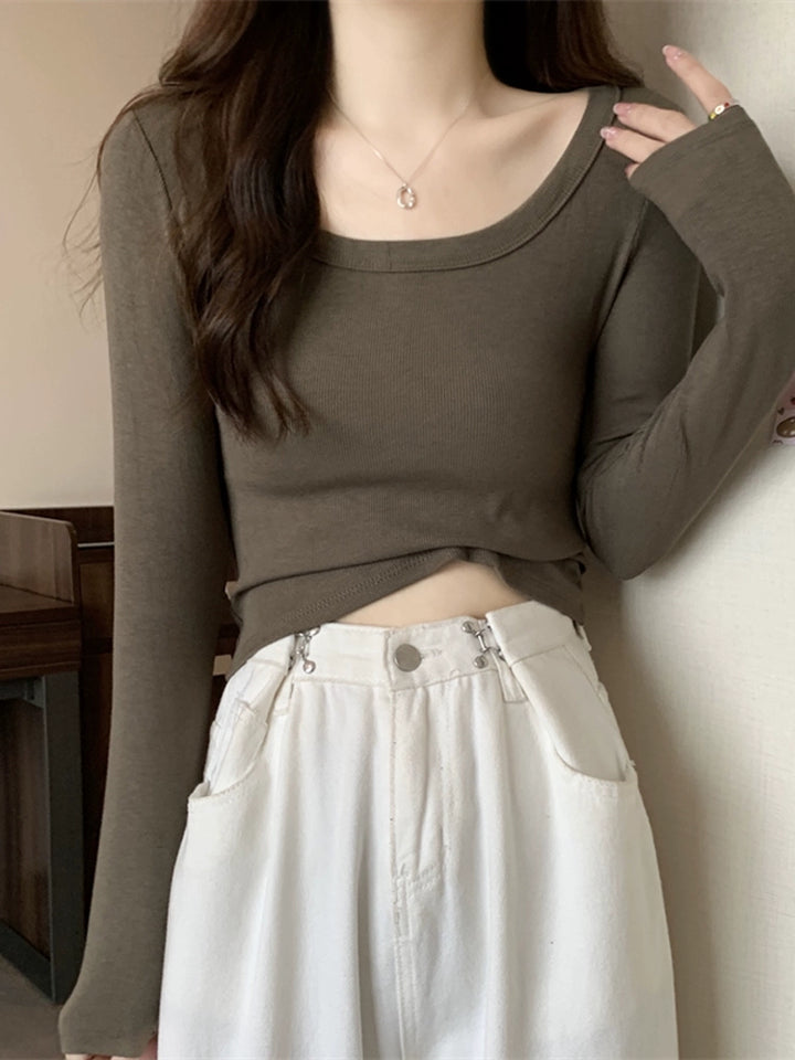 Long-Sleeve Scoop Neck T-Shirt