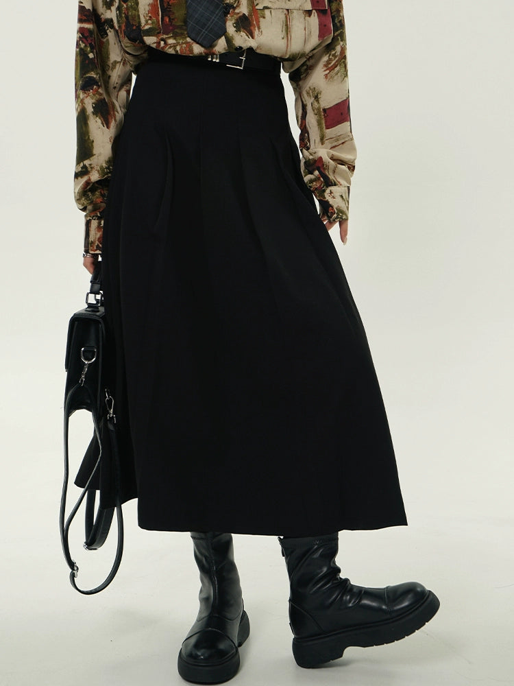Long Pleated Midi Skirt