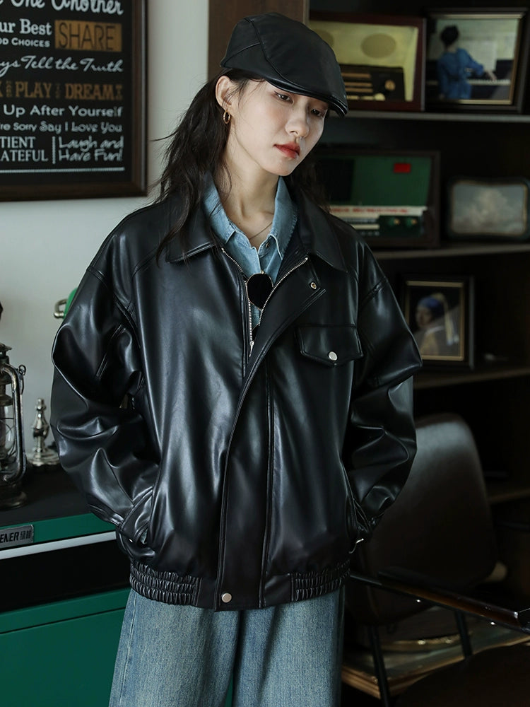 Casual Leather Pocket Jacket