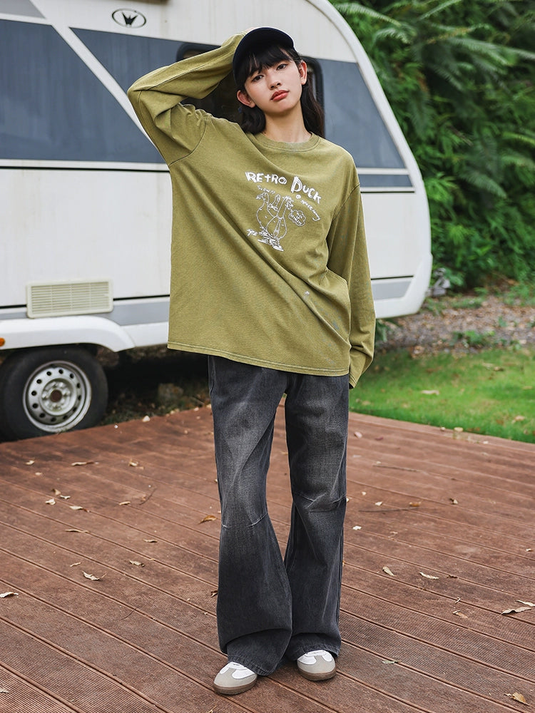 Wide-Leg Denim Pants
