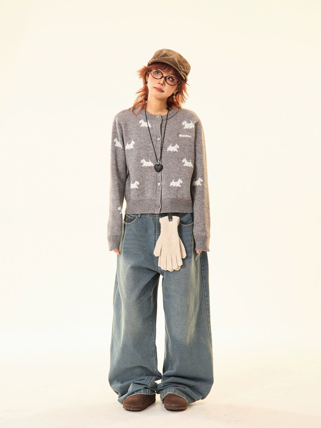 Button Front Patterned Wool Sweater