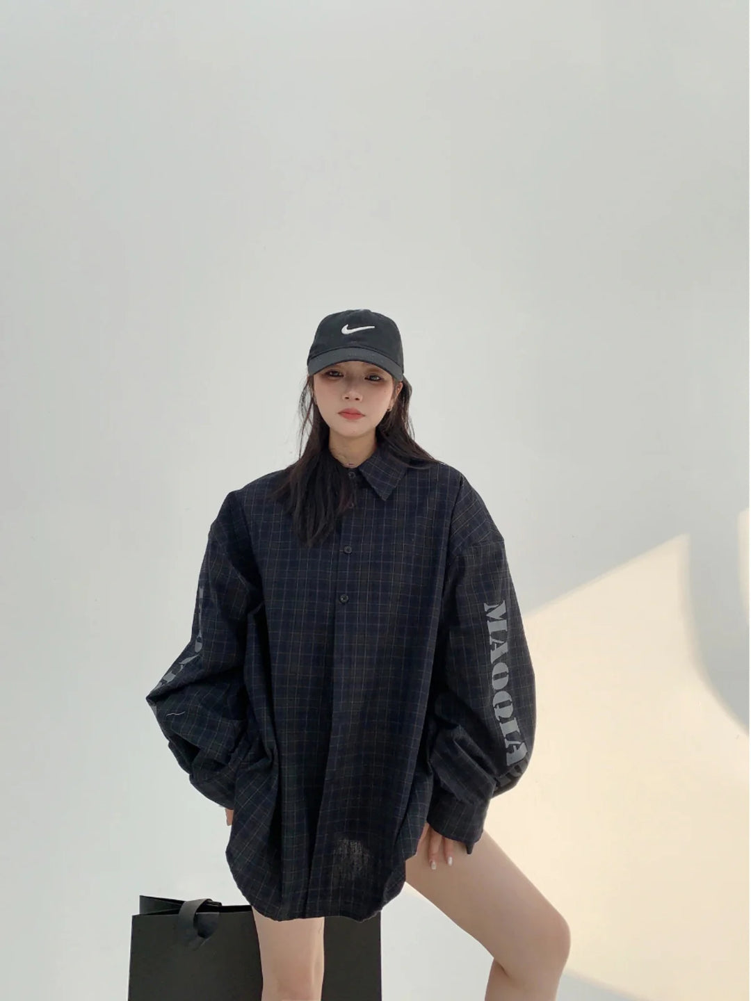 Plaid Oversized Long Sleeve Shirt Jacket