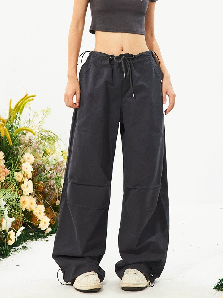 Wide-Leg Drawstring Casual Pants