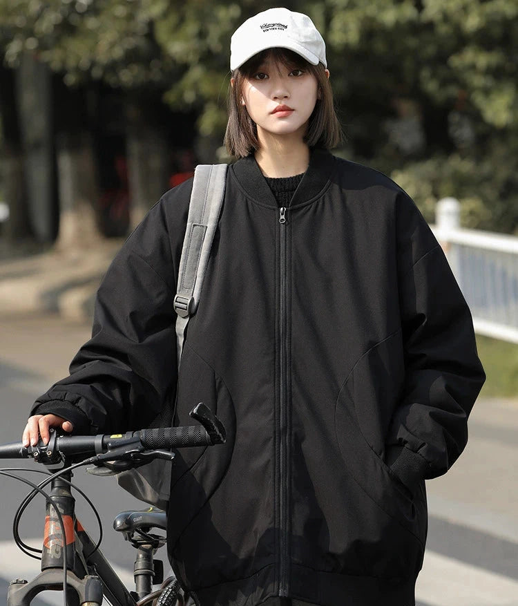 Oversized Cotton-Padded Zipper Jacket