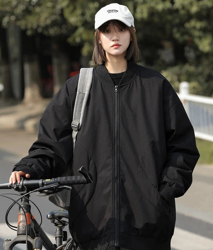 Oversized Cotton-Padded Zipper Jacket