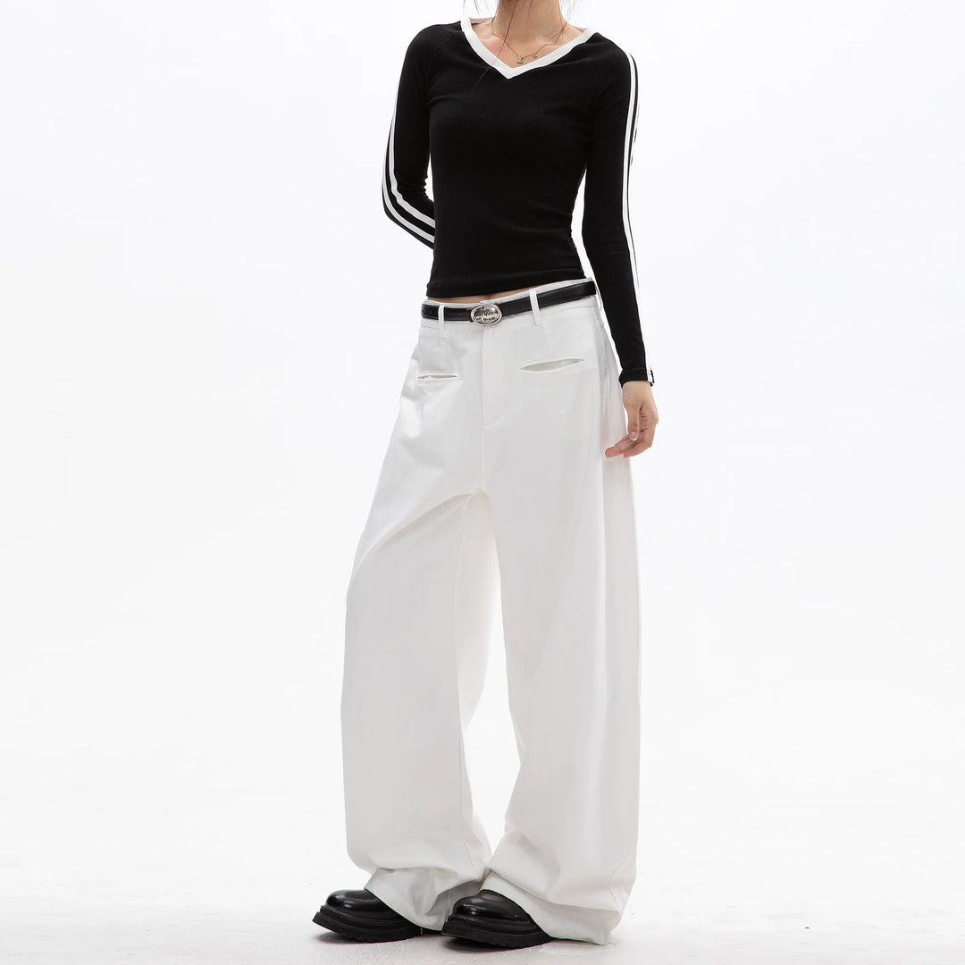 Casual Straight Wide-Leg Pants