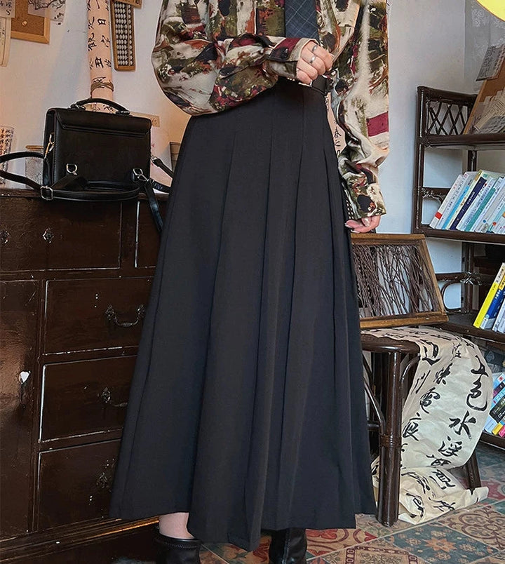 Long Pleated Midi Skirt