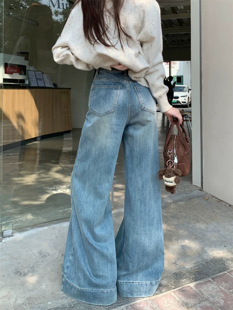 Wide-Leg High-Waist Denim Pants