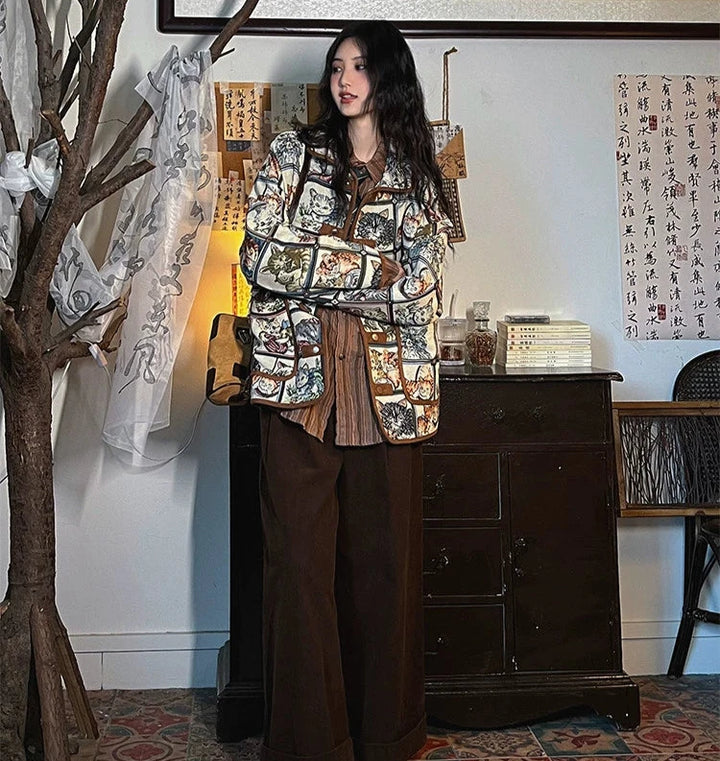 Elastic Waistband Wide-Leg Casual Pants