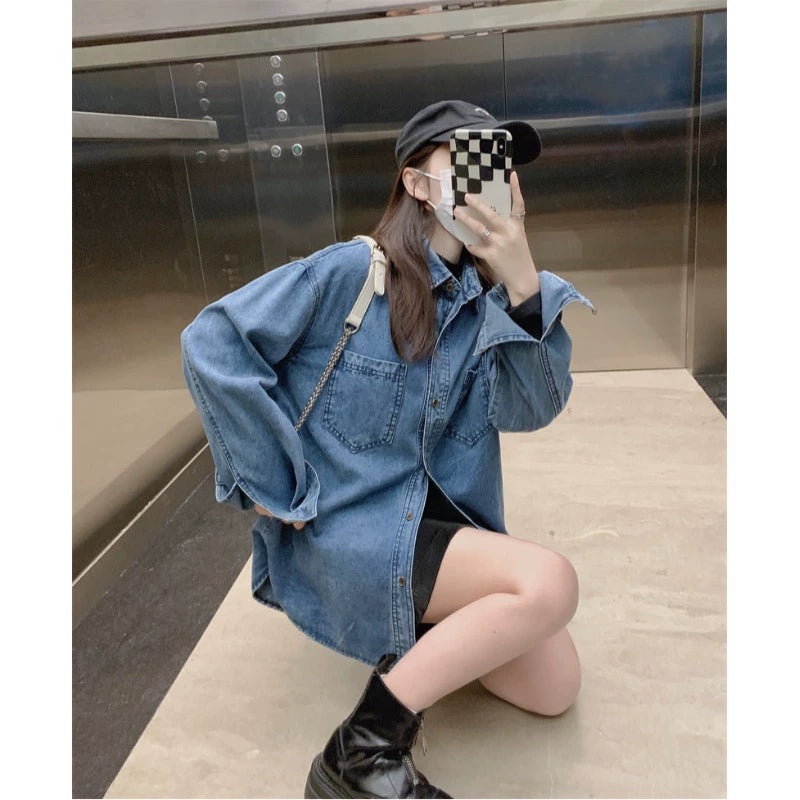 Denim Button-Up Oversized Shirt