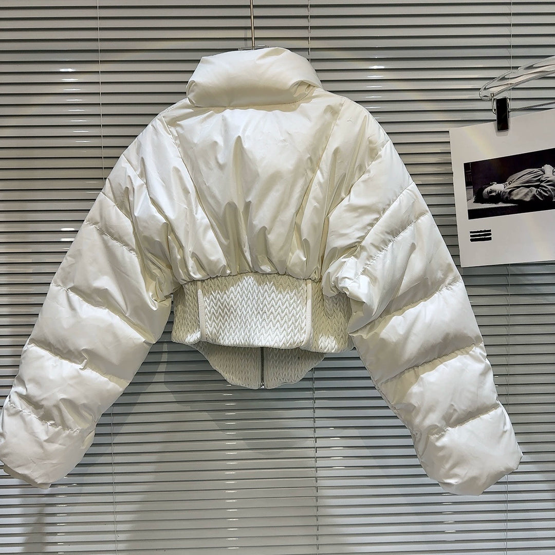 High Collar Quilted Cropped Down Jacket