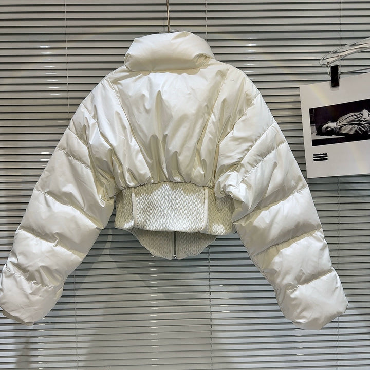 High Collar Quilted Cropped Down Jacket