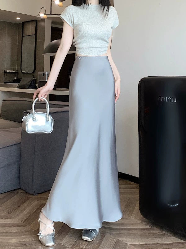 Elegant Maxi Satin Skirt