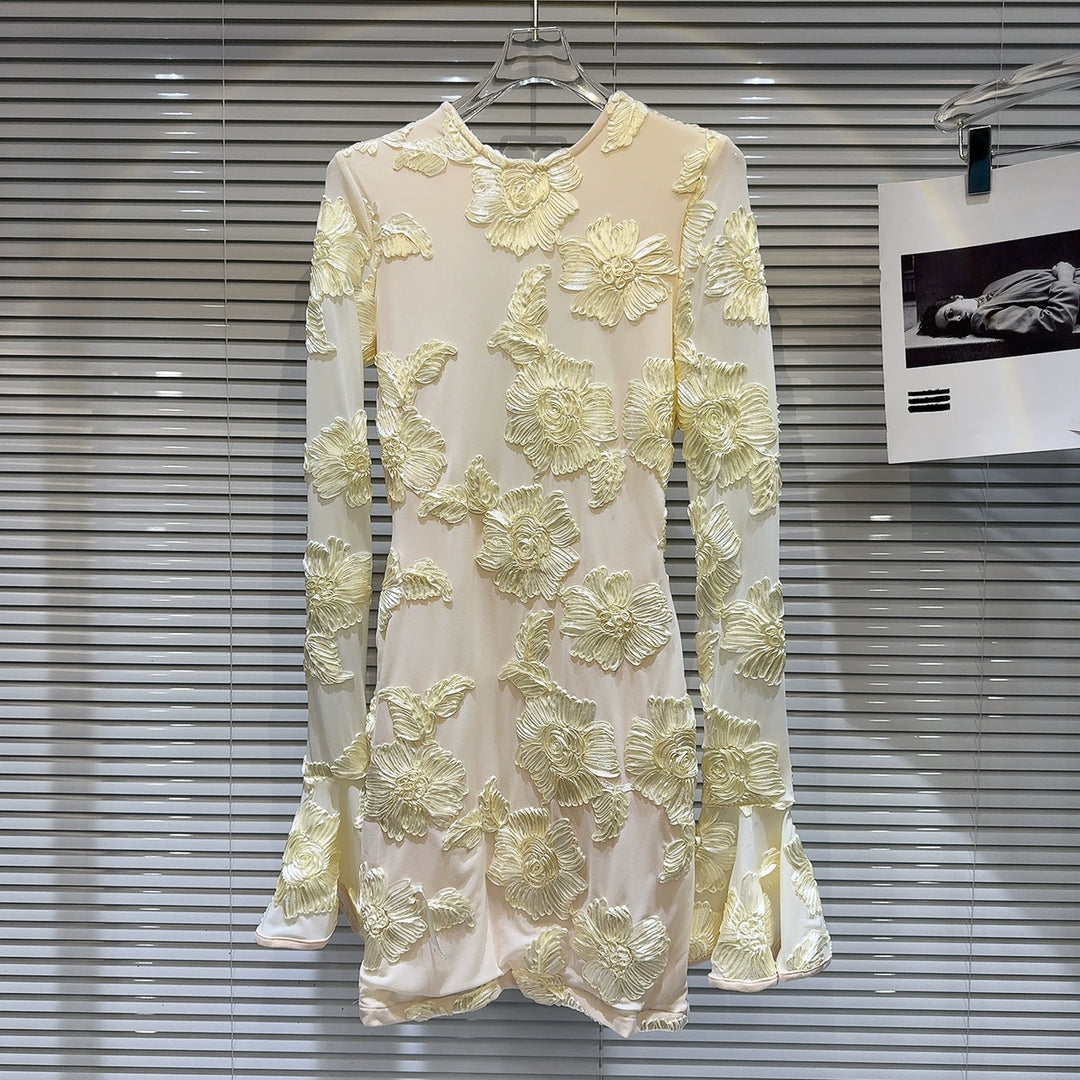 Floral Embroidered Long Sleeve Dress