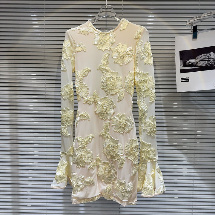 Floral Embroidered Long Sleeve Dress