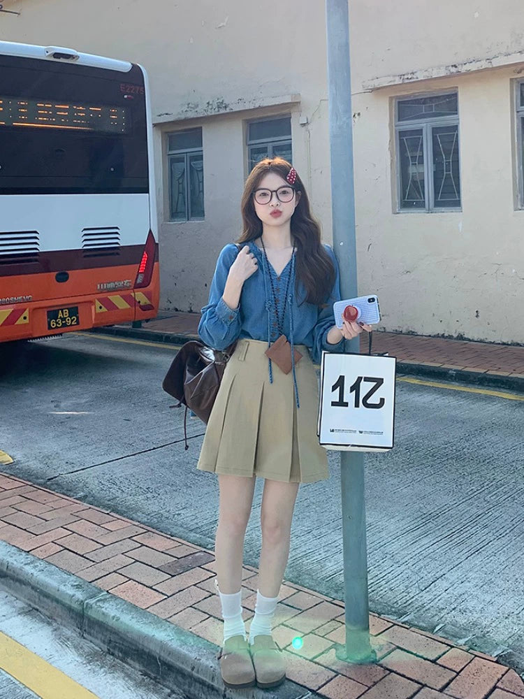 Casual Button-Up Denim Shirt
