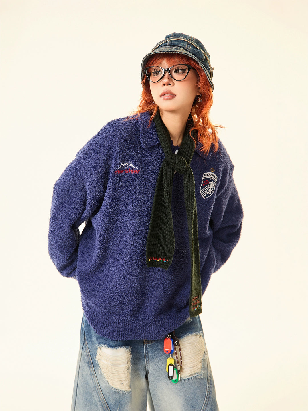 Casual Long Sleeve Patch Sweater