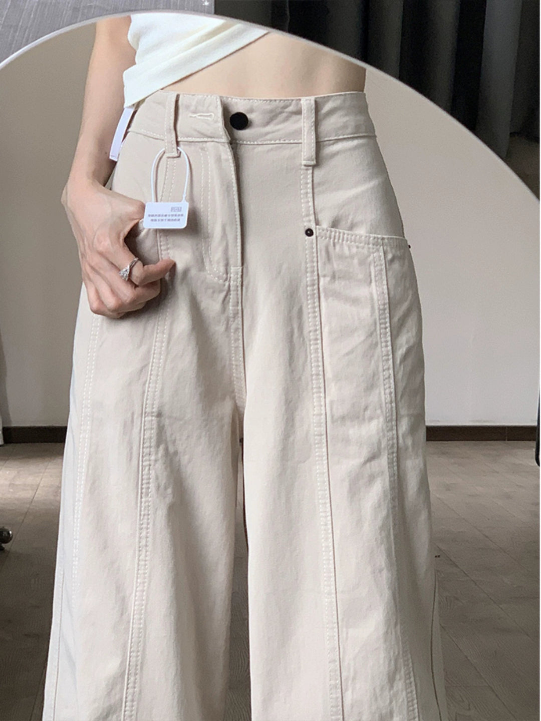 Wide-Leg High-Waist Denim Pants