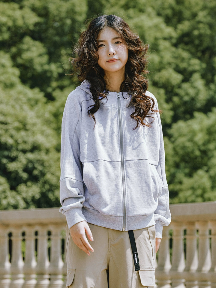 Front Pockets Hooded Zip-Up Sweatshirt