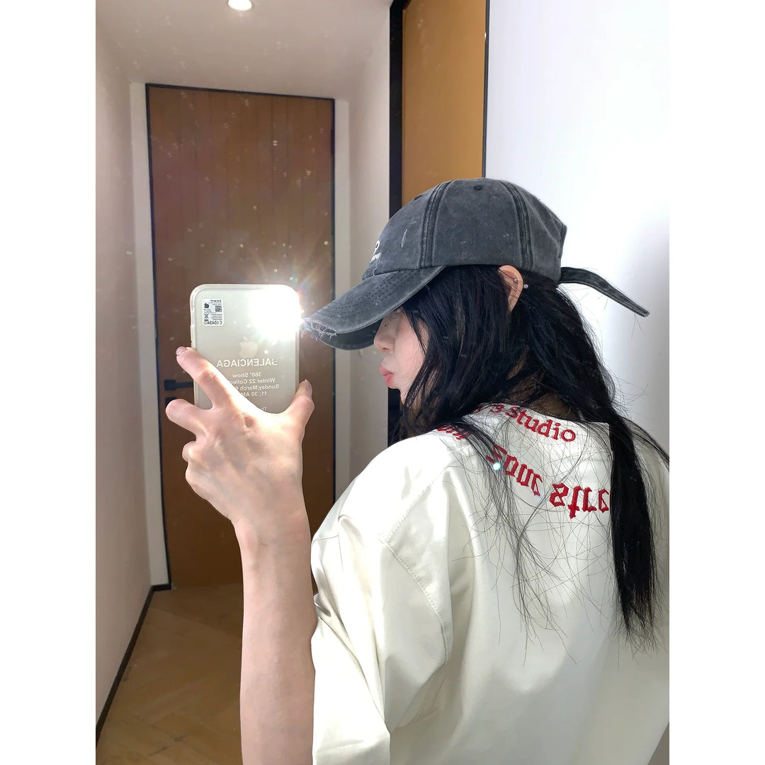 Cotton Embroidered Short Sleeve Turtleneck