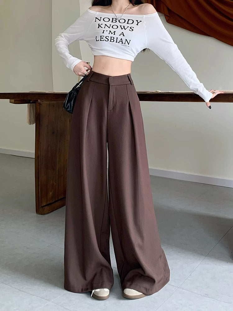 Wide-Leg High-Waisted Casual Pants