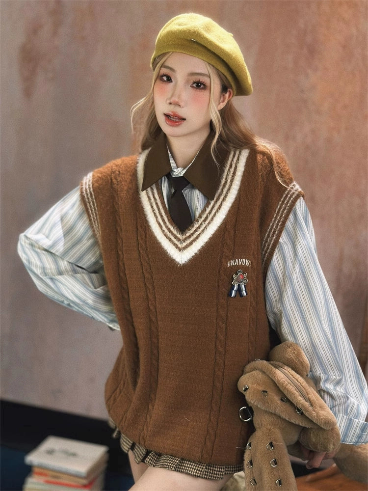Embroidered Butterfly Striped Shirt