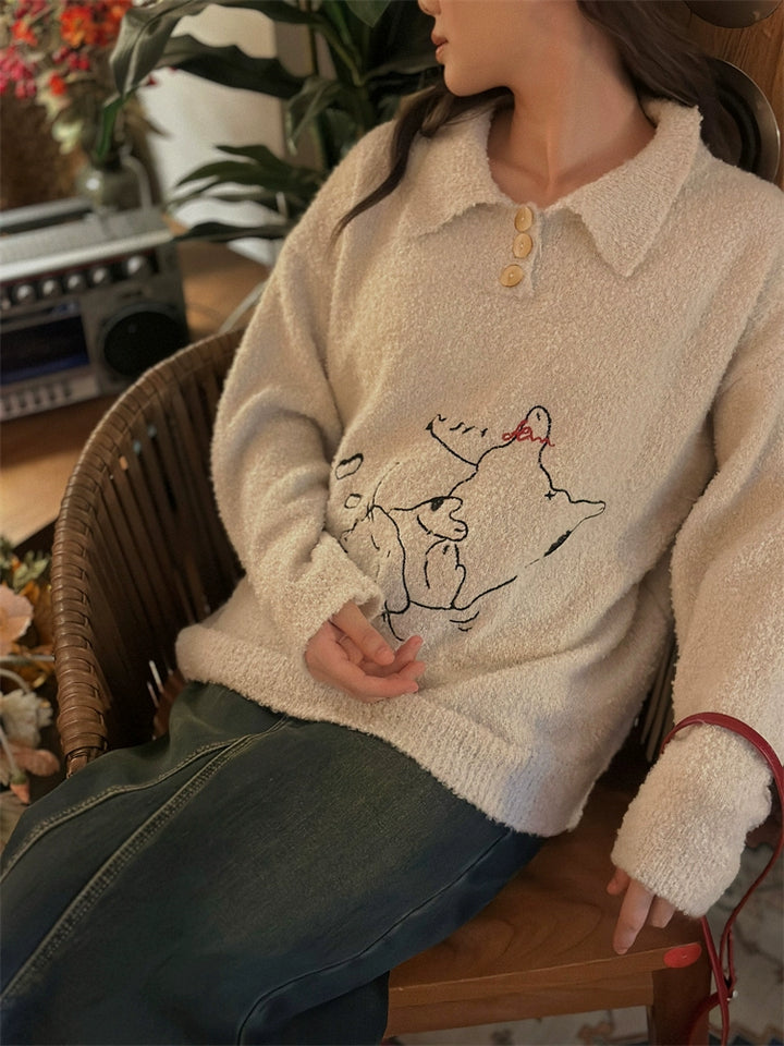 Art Print Cozy Wool Blend Sweater