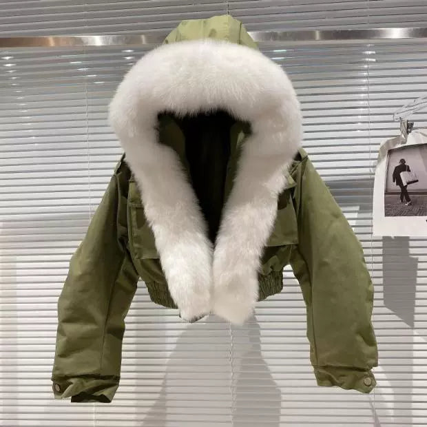 Faux Fur Hooded Short Coat