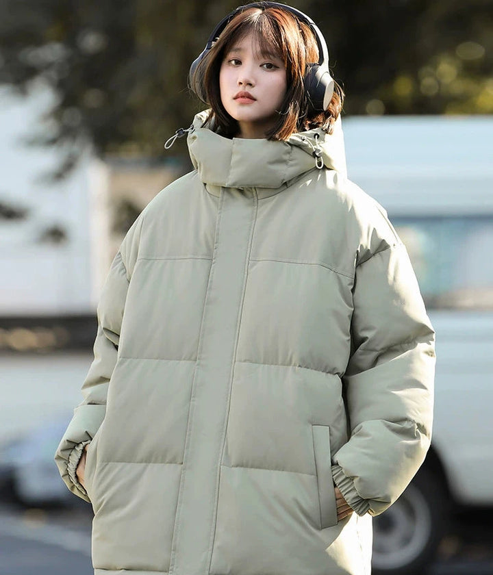 Drawstring Hooded Cotton-Padded Jacket