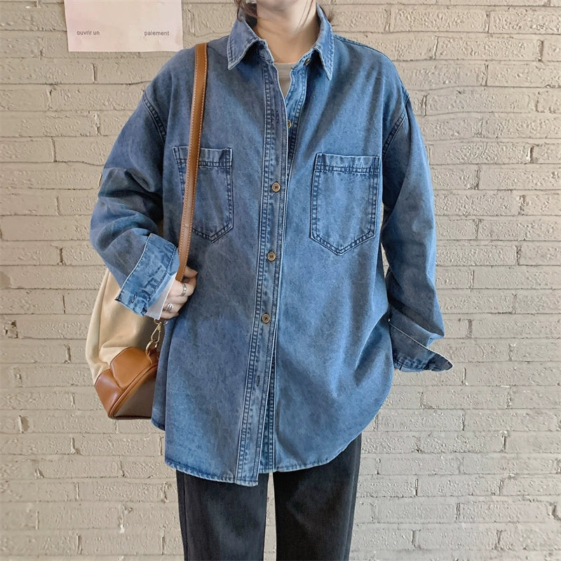 Denim Button-Up Oversized Shirt