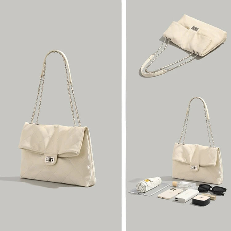 Chic Quilted Chain Strap Tote Bag