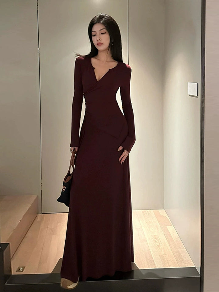 Elegant Long Sleeve Wrap Dress