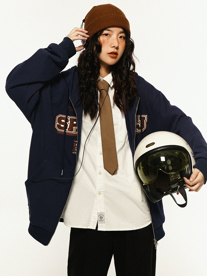 Graphic Print Zip-Up Sweatshirt