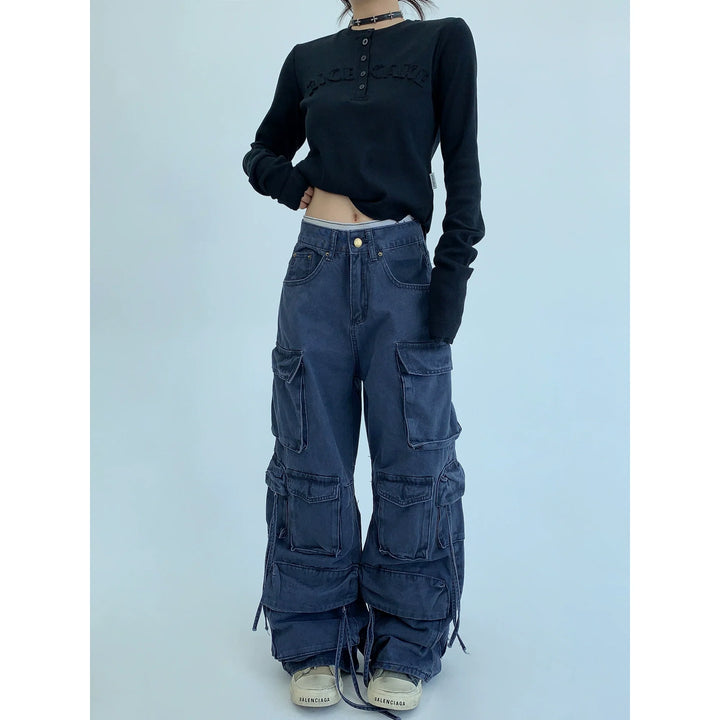 Heavy-duty Distressed Multi-pocket Cargo Pants