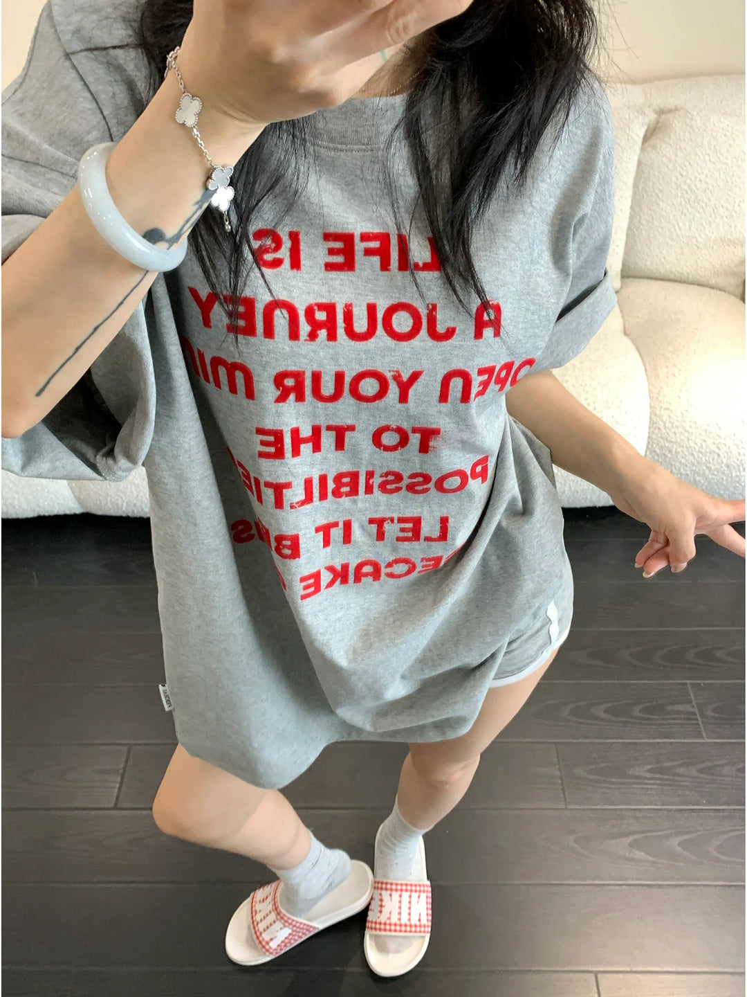 Text Print Short-sleeved T-shirt